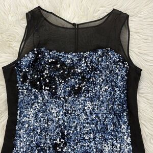 Phoebe Couture Black and Blue Sequin Mini Dress